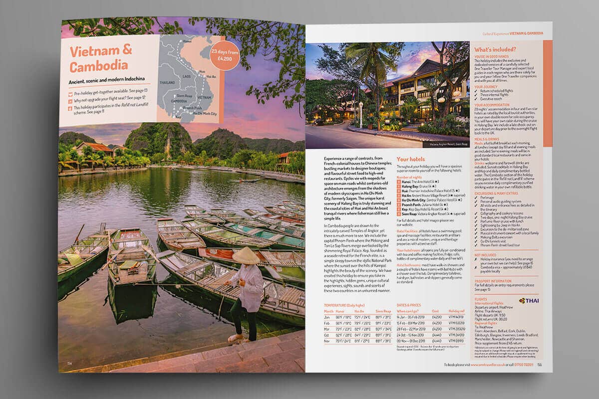 Sample holiday spread from One Traveller brochure
