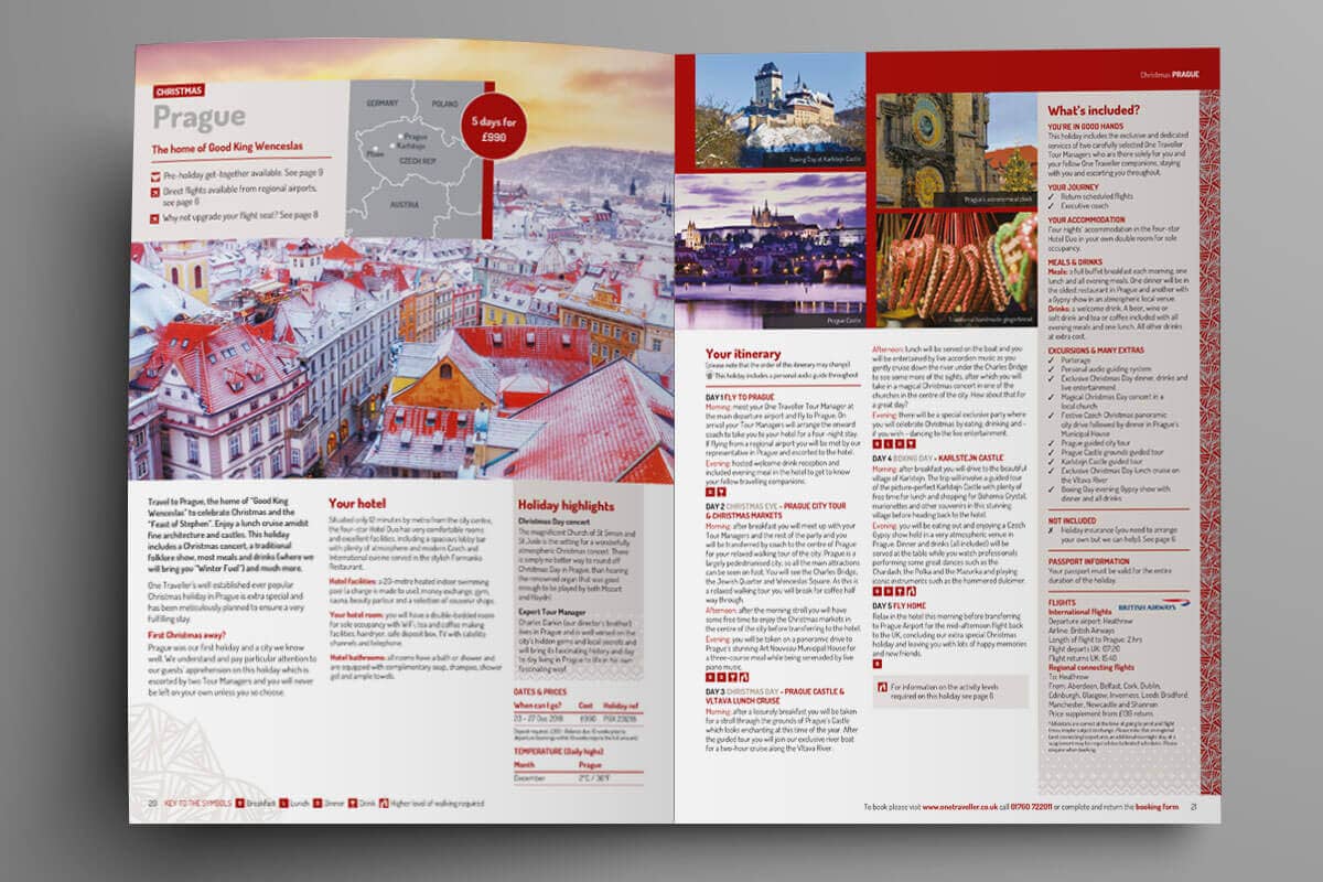 Sample Christmas holiday spread from One Traveller brochure